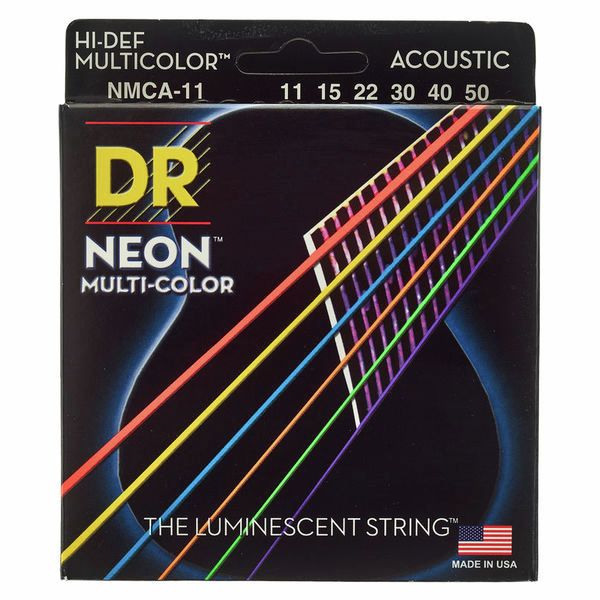 DR - NMCA-11 - 6-String Acoustic Guitar Strings - Hi-Def Multi-Color Neon (1 Pack)