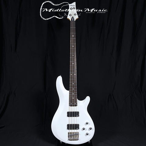 Schecter C-4 Deluxe Bass Guitar - 4-String Active Bass - Satin White Finish