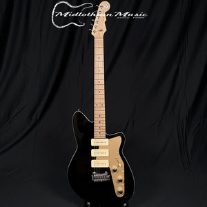 Reverend Jetstream 390 - Solidbody Electric Guitar - Midnight Black Gloss Finish w/Gold Pickguard