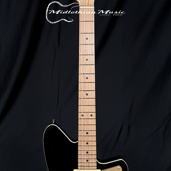 Reverend Jetstream 390 - Solidbody Electric Guitar - Midnight Black Gloss Finish w/Gold Pickguard