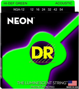 DR - NGA-12 - 6-String Acoustic Guitar Strings - Hi-Def Green Neon (1 Pack)