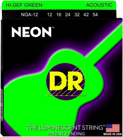 DR - NGA-12 - 6-String Acoustic Guitar Strings - Hi-Def Green Neon (1 Pack)