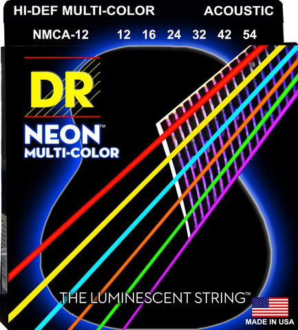 DR - NMCA-12 - 6-String Acoustic Guitar Strings - Hi-Def Multi-Color Neon (1 Pack)