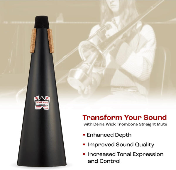 Denis Wick Synthetic Straight Mute For Trombone - 7.5 x 4 x 20" - Black Finish (DW5572)