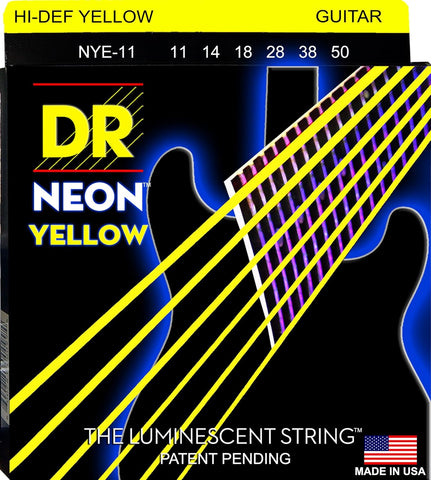 DR - NYE-11 - 6-String Electric Guitar Strings - Hi-Def Yellow Neon (1 Pack)