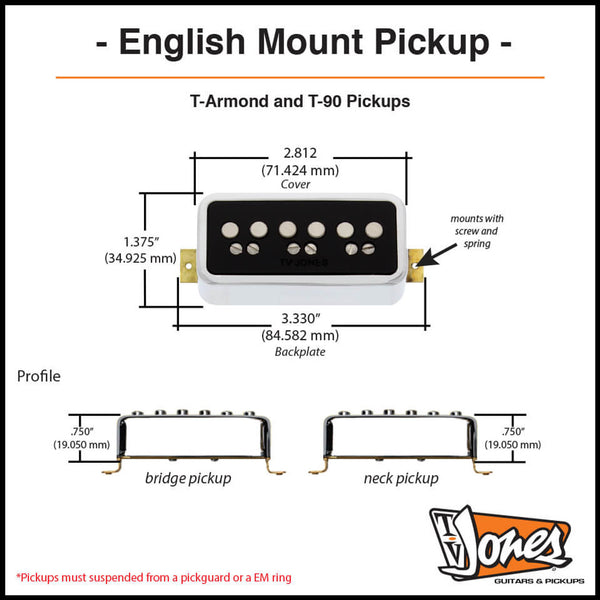 TV Jones - T-Armond Bridge Pickup - English Mount - Chrome Finish