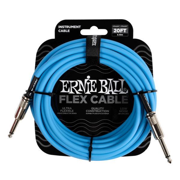 Ernie Ball Flex Instrument Cable Straight/Straight 20Ft. - Blue Finish