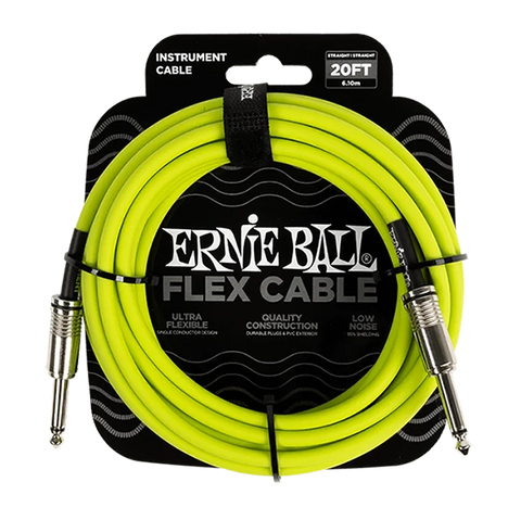 Ernie Ball Flex Instrument Cable Straight/Straight 20Ft. - Green Finish