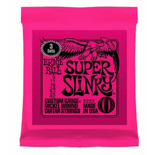 Ernie Ball 2223 - Super Slinky - Nickel Wound Electric Guitar Strings - .009-.042 (3-Pack)