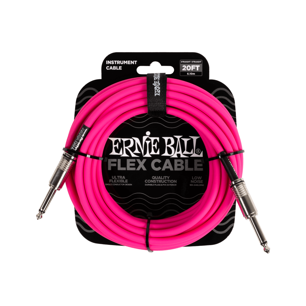 Ernie Ball - 20FT Flex - Instrument Cable Straight/Straight - Pink Finish (PO6418)