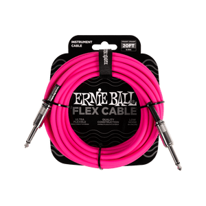 Ernie Ball - 20FT Flex - Instrument Cable Straight/Straight - Pink Finish (PO6418)