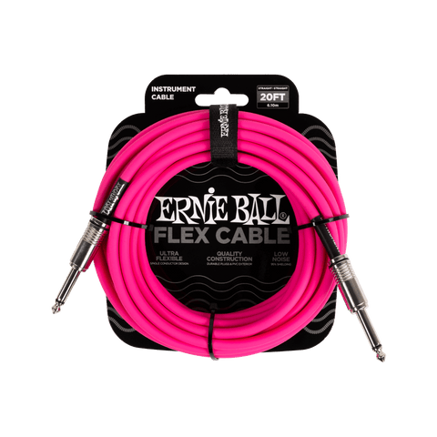 Ernie Ball - 20FT Flex - Instrument Cable Straight/Straight - Pink Finish (PO6418)