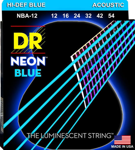 DR - NBA-12 - 6-String Acoustic Guitar Strings - Hi-Def Blue Neon (1 Pack)