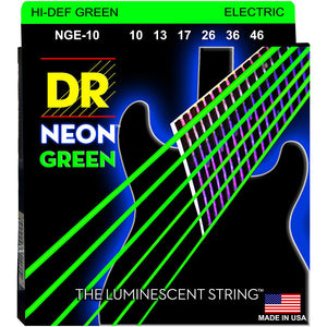 DR - NGE-10 - 6-String Electric Guitar Strings - Hi-Def Green Neon (1 Pack)