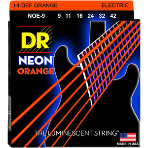 DR - NOE-9 - 6-String Electric Guitar Strings - Hi-Def Orange Neon (1 Pack)