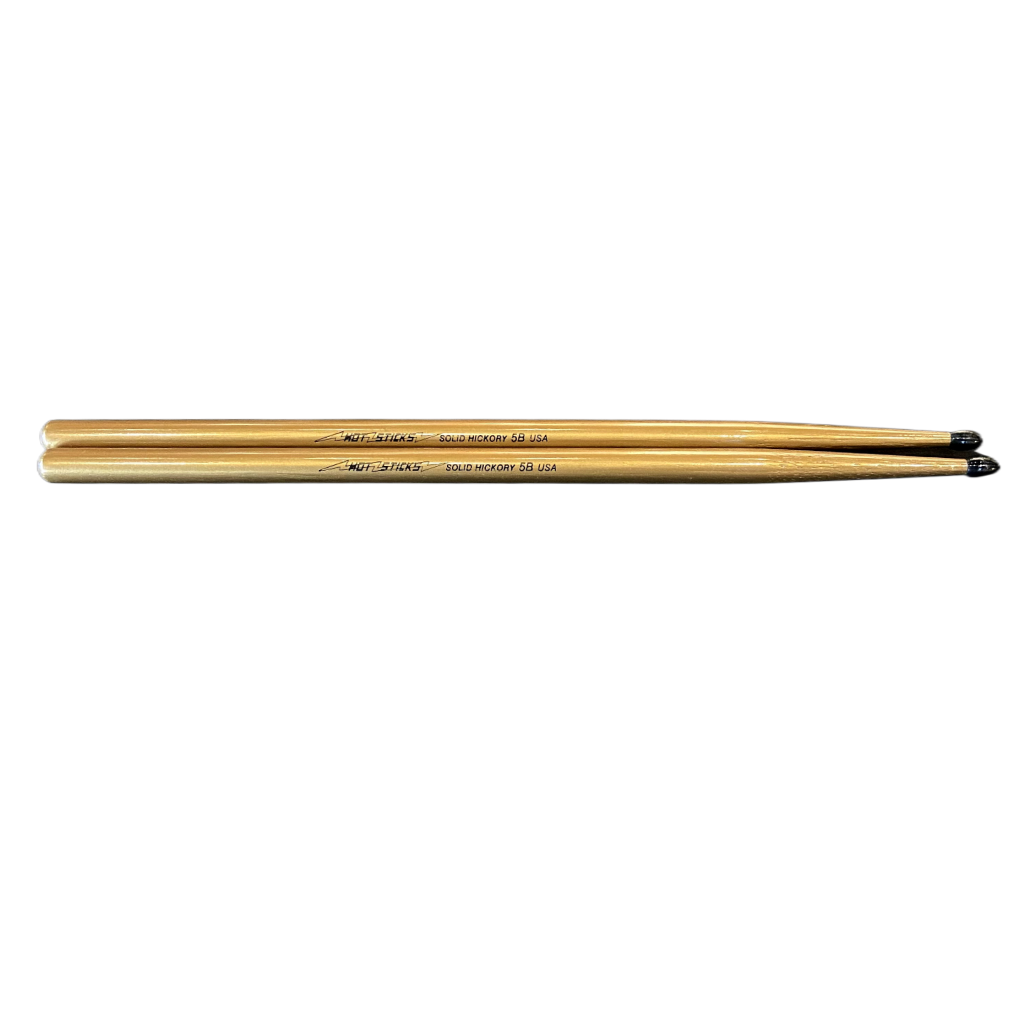 Hot Sticks - Gold Finish - Solid Hickory 5B USA w/Nylon Tip (1 Pair)