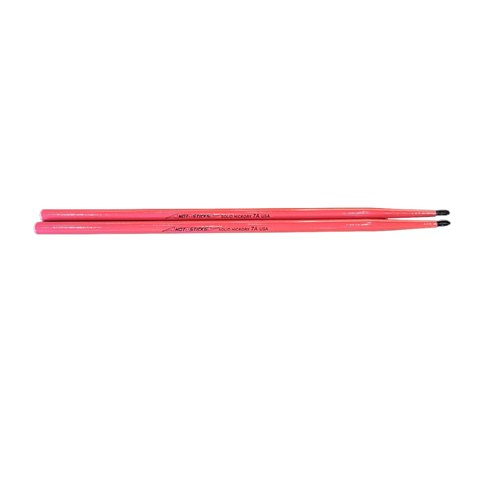 Hot Sticks - Pink Finish - Solid Hickory 7A USA w/Nylon Tip (1 Pair)