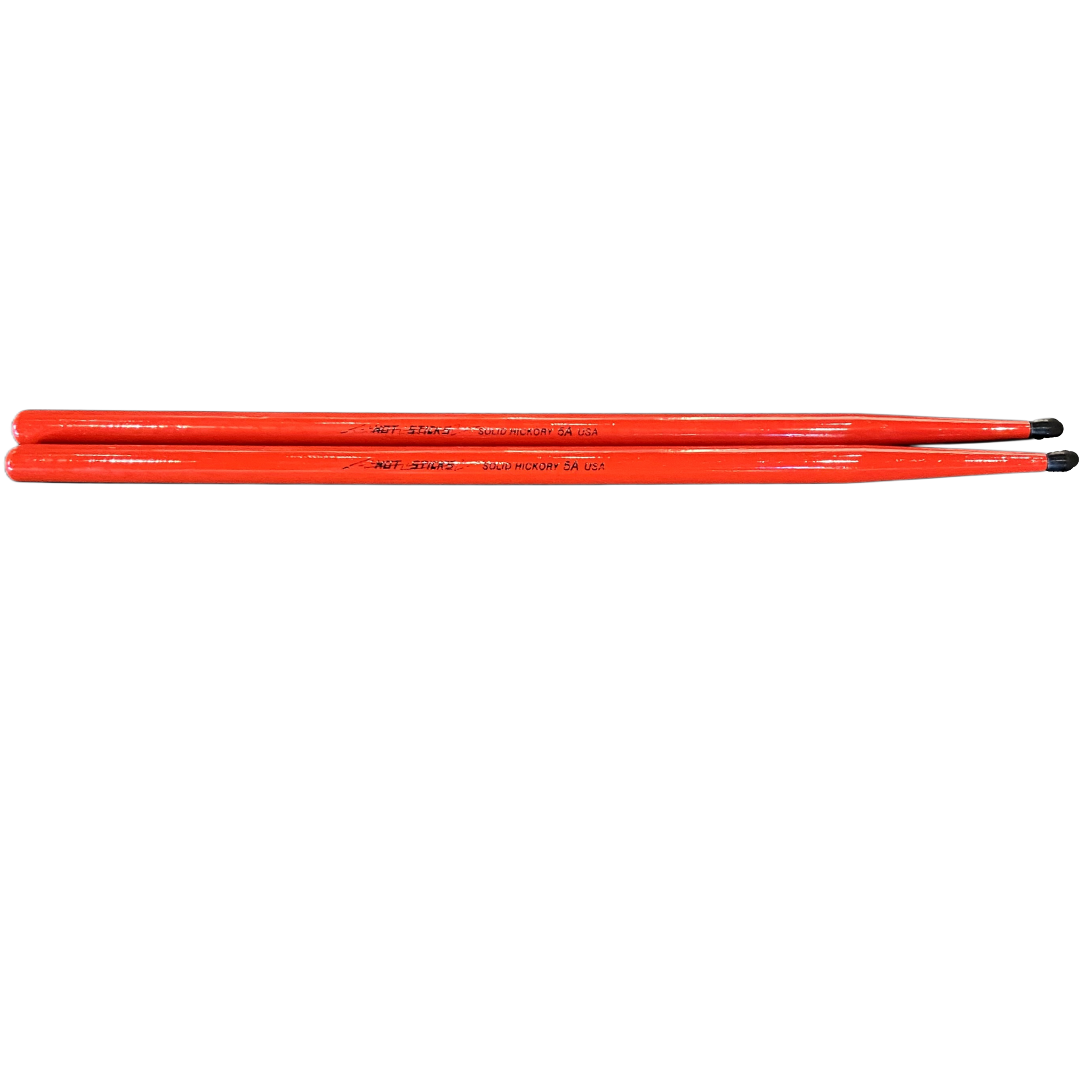 Hot Sticks - Red Finish - Solid Hickory USA (Choose 5A, 7A, ROCK) w/Nylon Tip (1 Pair)