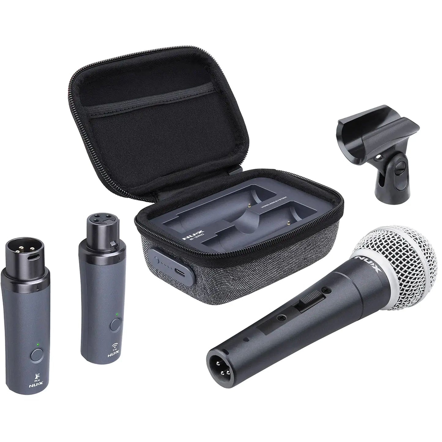 NUX B-3RC Wireless Microphone System - 2.4GHz w/Microphone, Transmitter, Receiver, Case, Mic Clip