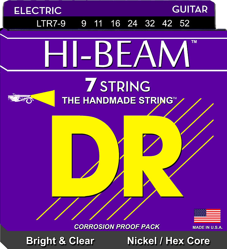 DR HI-BEAM - LTR7-9 - Electric Guitar Strings - 7-String Set 9-52 (1 Pack)