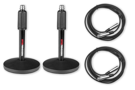 Gator Frameworks - Desktop Mic Stand 2-Pack w/(2) XLR Cables - GFW-MIC-DESKTOP-2PK